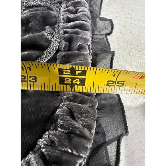 Chico's Velvet Silver Cord Ruffled Jacket sz XL Dark Grey Boho Retro V Neck E10 - Picture 7 of 7